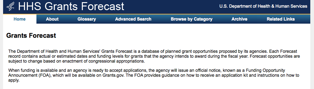 HHS Grants Forecast